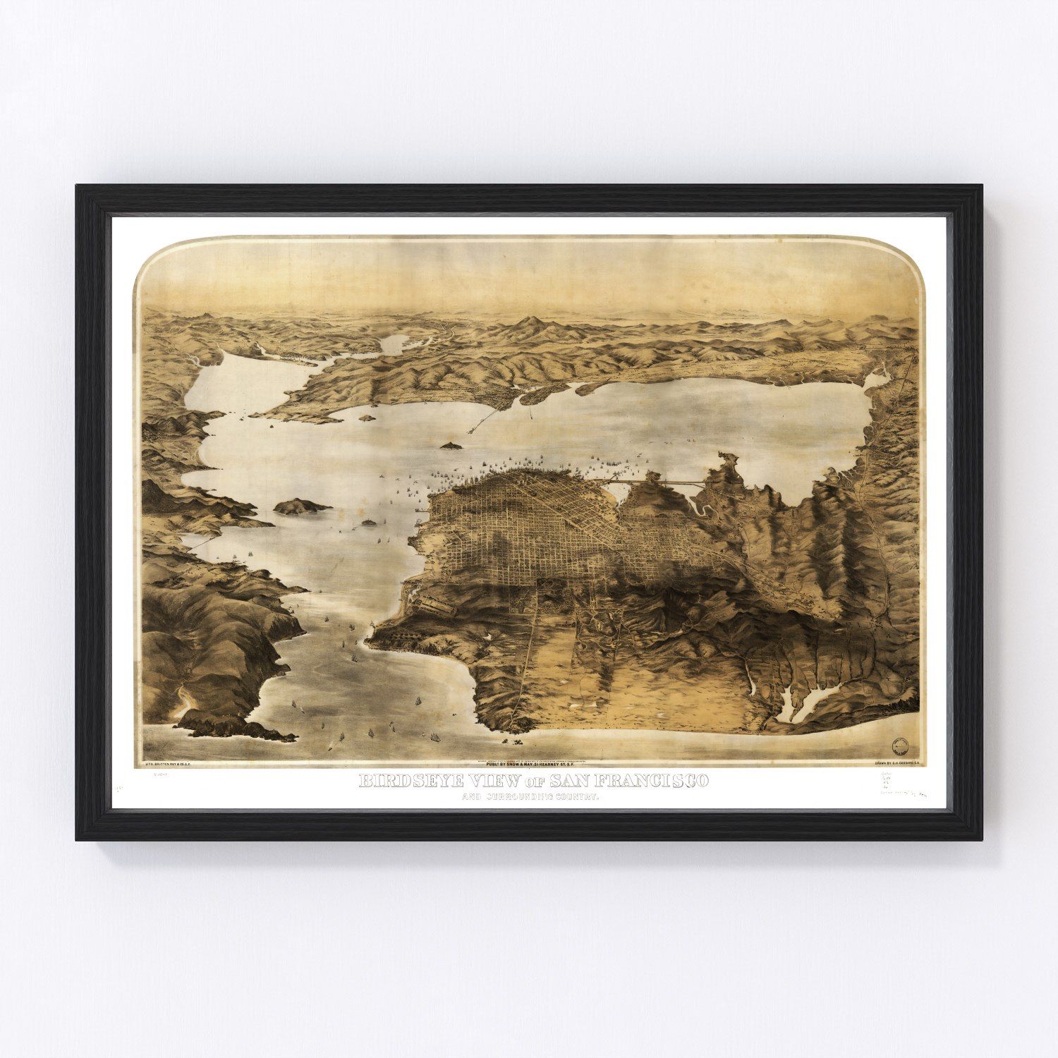 Vintage Map of San Francisco, California 1876