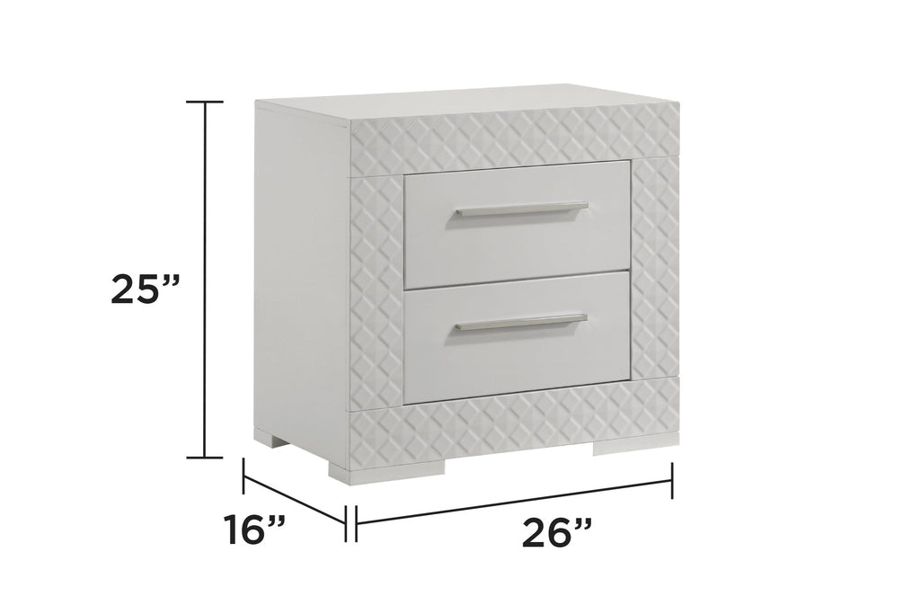 Blanca Modern Style 5 Pc Queen Bedroom Set with LED Headboard Made with Wood in White