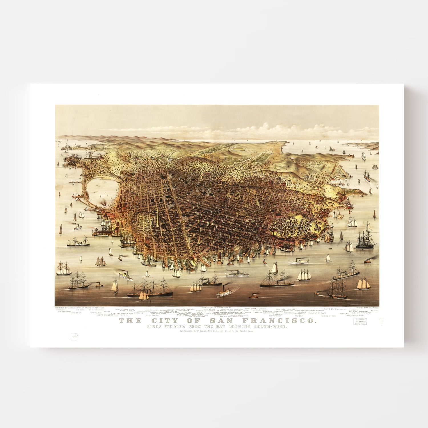 Vintage Map of San Francisco, California 1878