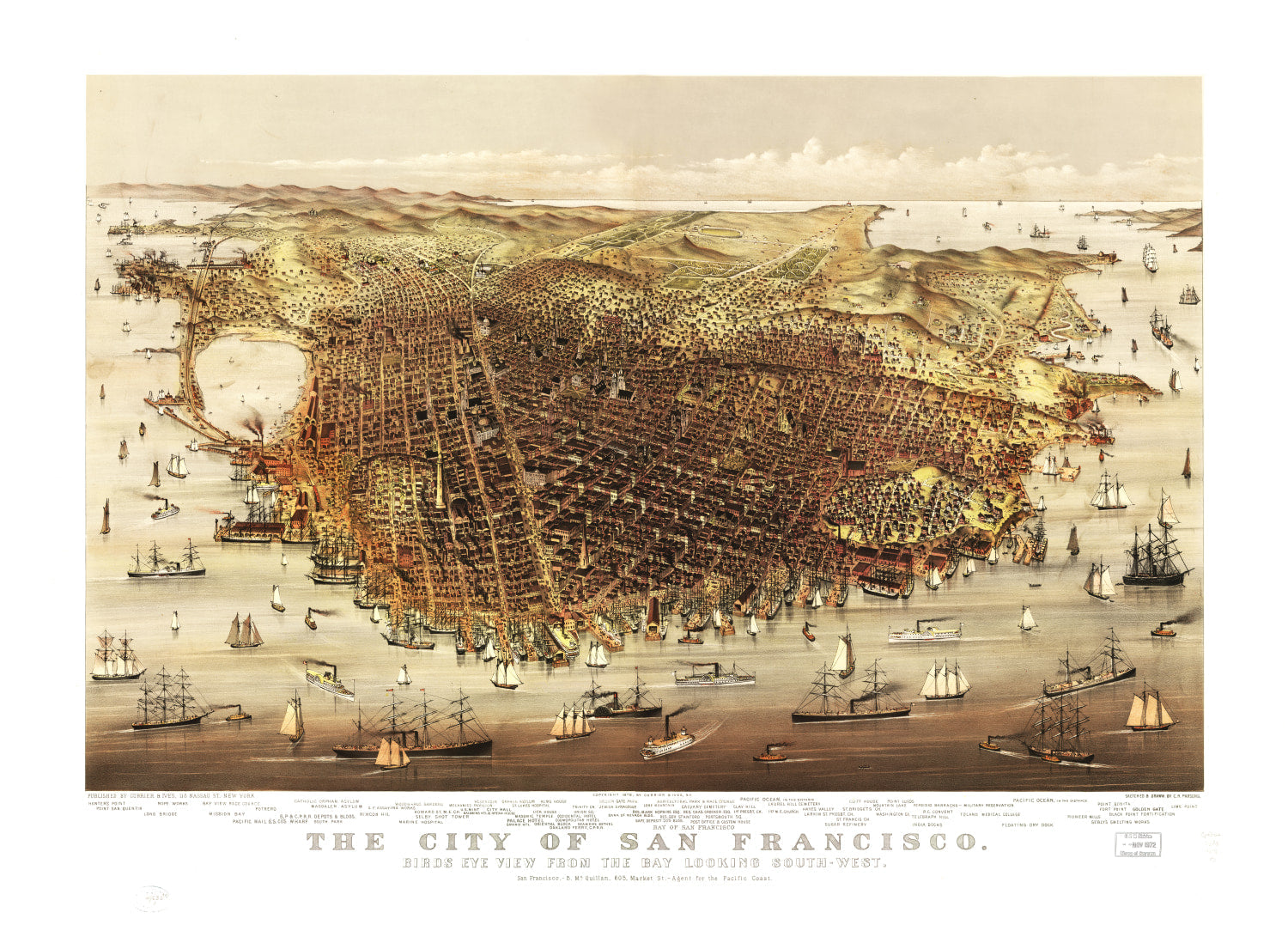 Vintage Map of San Francisco, California 1878