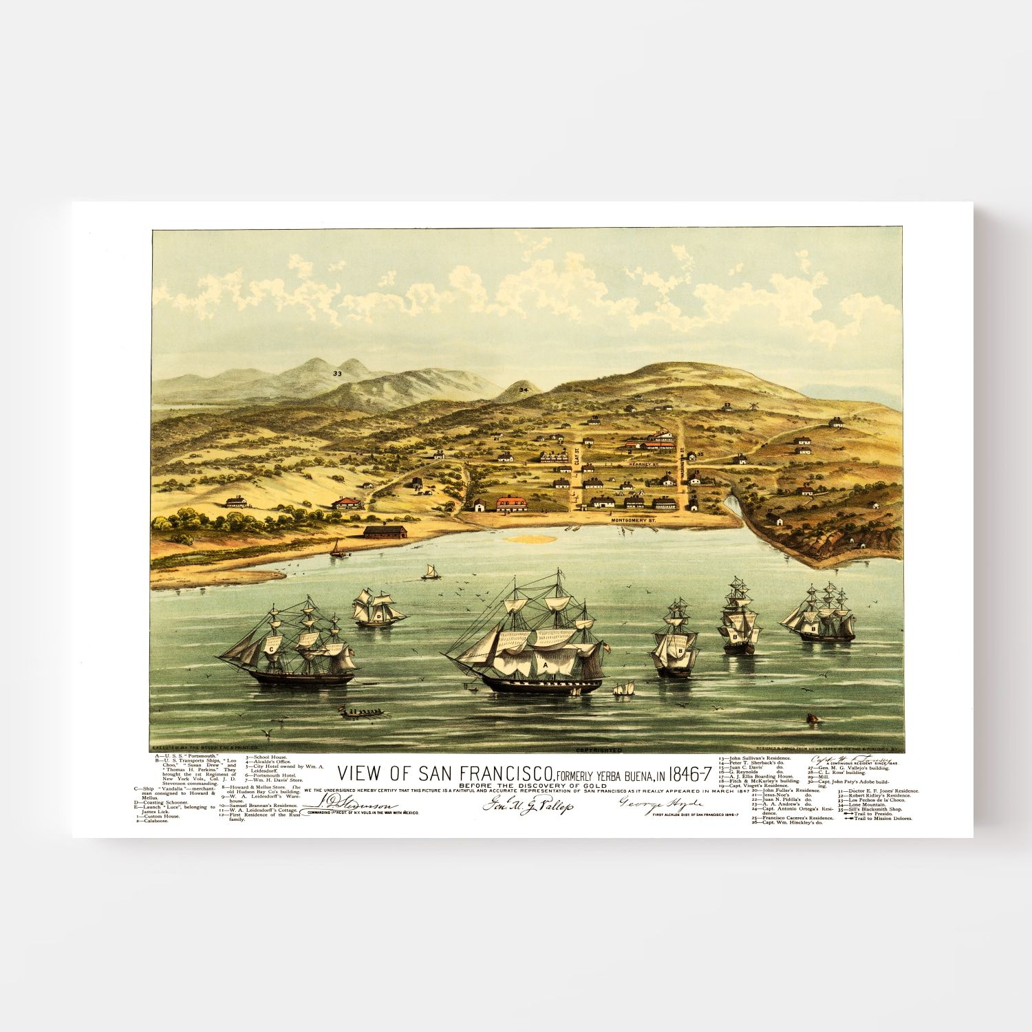 Vintage Map of San Francisco, California 1884