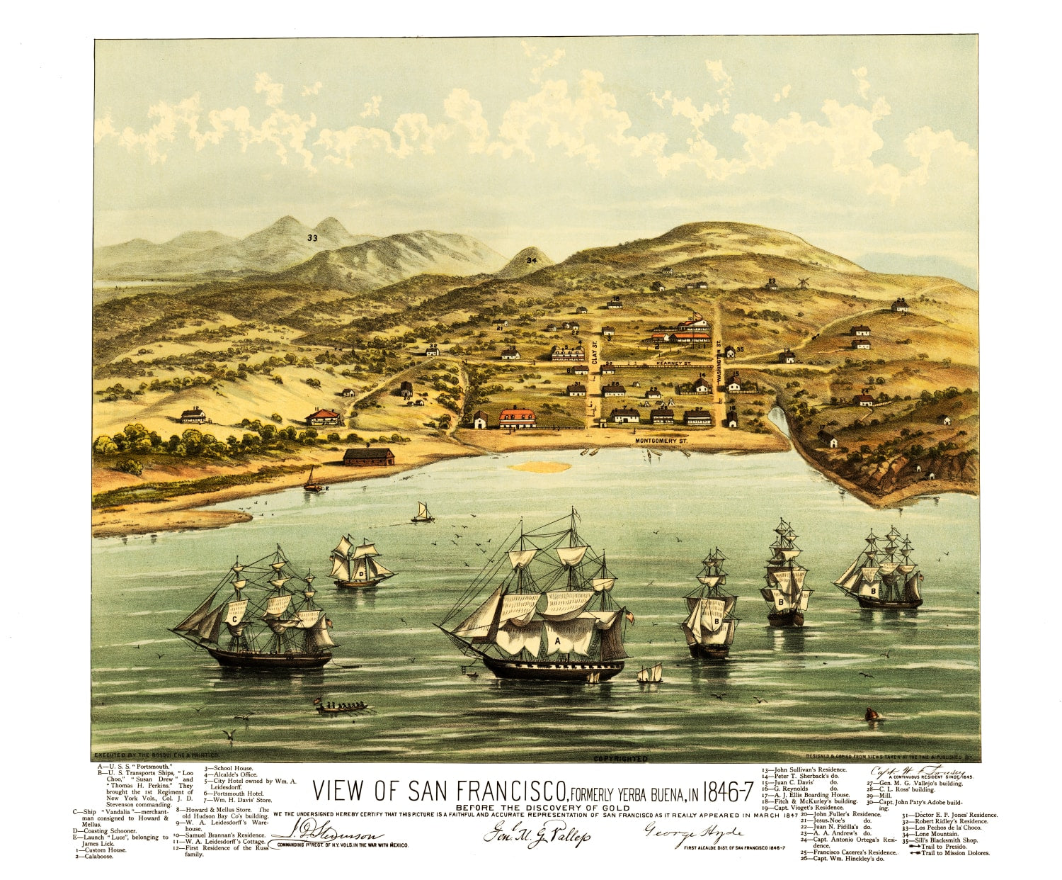 Vintage Map of San Francisco, California 1884