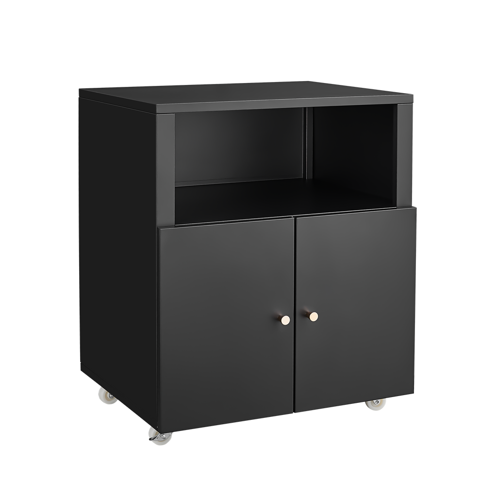 Home Office Printer Stand with Wheels, Printer Tables with File door  Mobile Lateral Filing Cabinet with Open Storage Shelf for Letter/Legal/A4 Size Files,