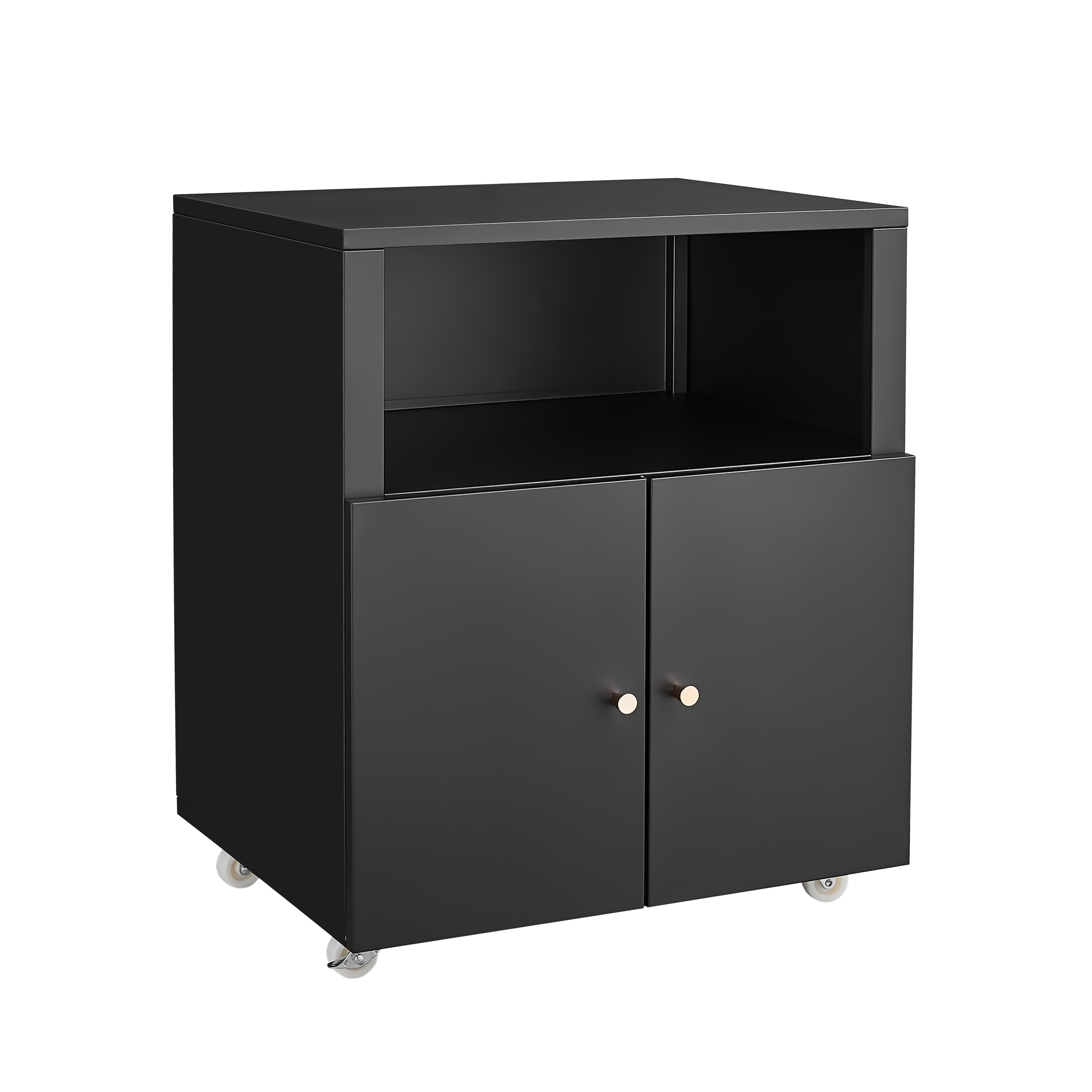 Home Office Printer Stand with Wheels, Printer Tables with File door  Mobile Lateral Filing Cabinet with Open Storage Shelf for Letter/Legal/A4 Size Files,