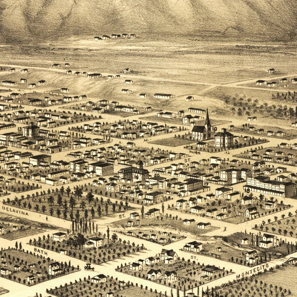 Vintage Map of Santa Barbara, California 1877