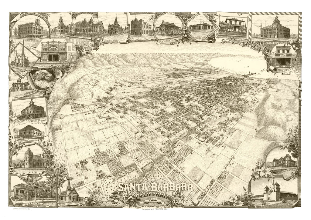 Vintage Map of Santa Barbara, California 1898