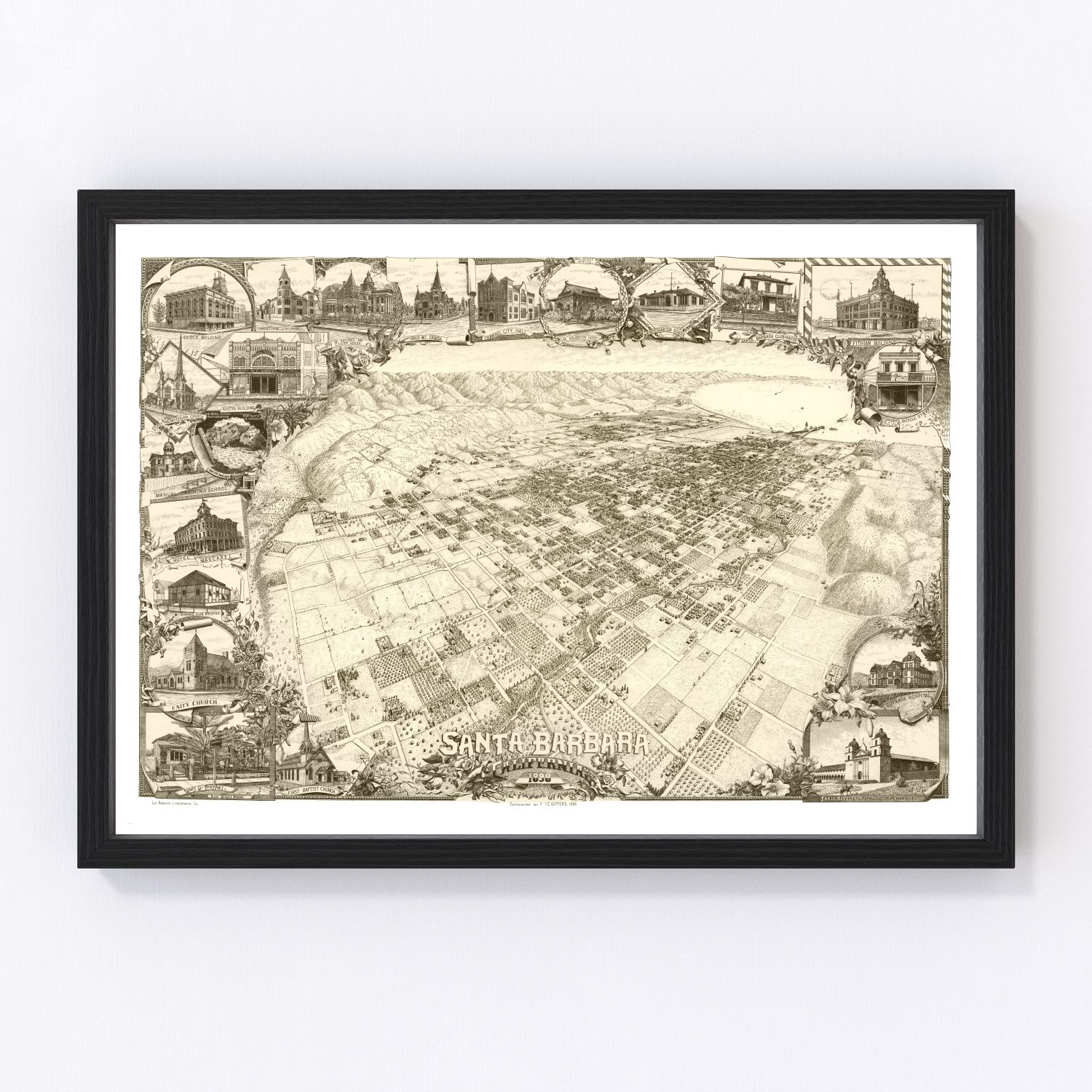 Vintage Map of Santa Barbara, California 1898
