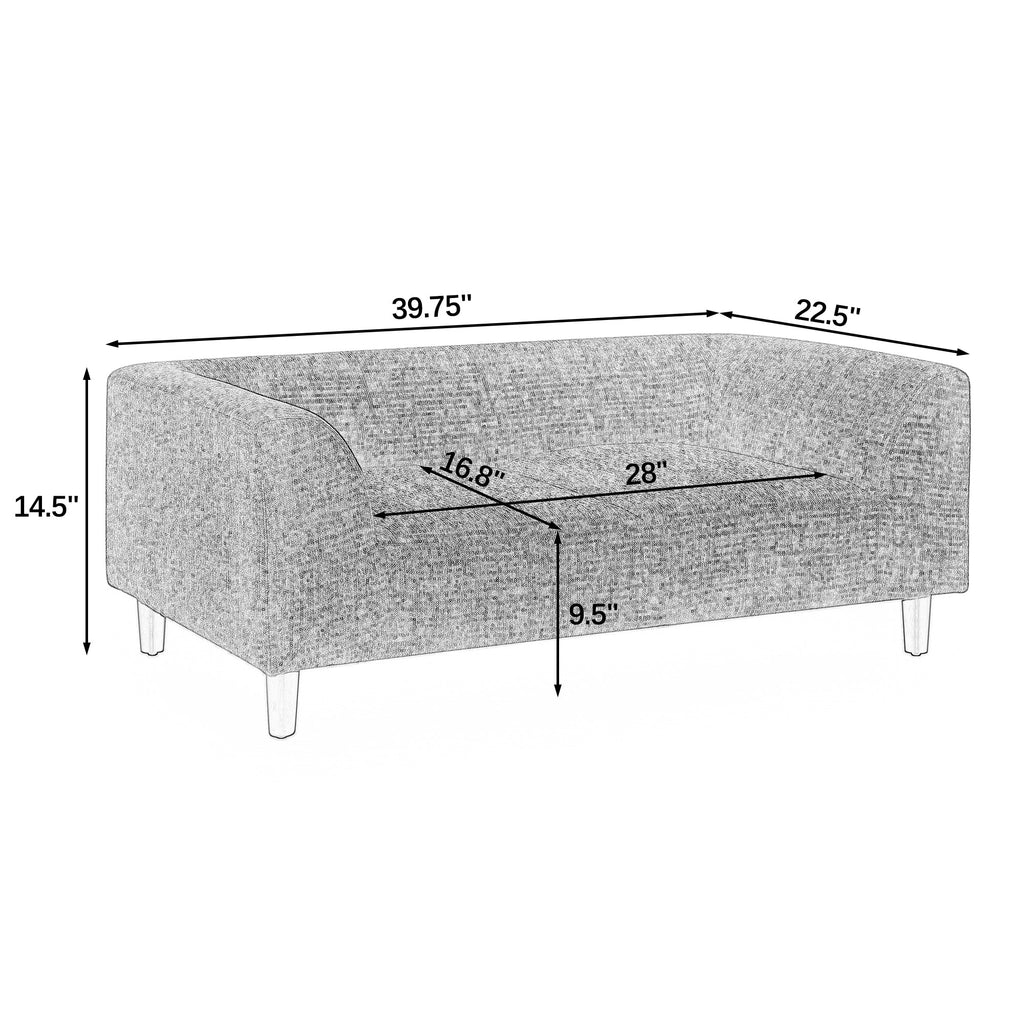 Modern Rectangular Pet Sofa with Backrest and Armrests, Soft Cushion, Dark Grey Linen, Rubber Wood Frame