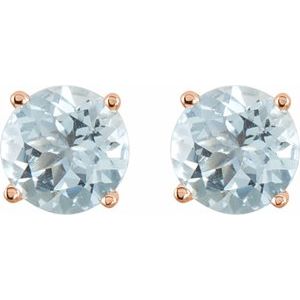 14K Rose Gold 5 mm Natural Aquamarine Earrings – image 2
