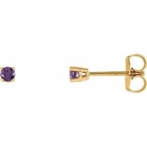 14K Yellow Gold 2.5 mm Natural Amethyst Earrings