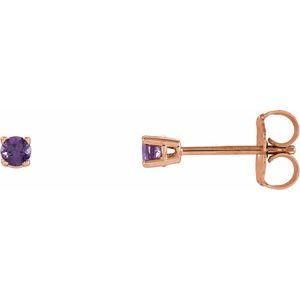 14K Rose Gold 2.5 mm Natural Amethyst Earrings