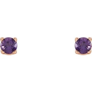 14K Rose Gold 2.5 mm Natural Amethyst Earrings – image 2