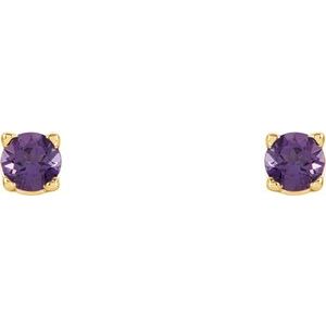 14K Yellow Gold 2.5 mm Natural Amethyst Earrings – image 2