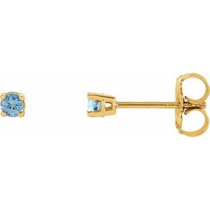 14K Yellow Gold 2.5 mm Natural Aquamarine Earrings