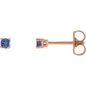 14K Rose Gold 2.5 mm Natural Tanzanite Earrings