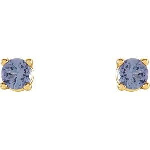 14K Yellow Gold 2.5 mm Natural Tanzanite Earrings