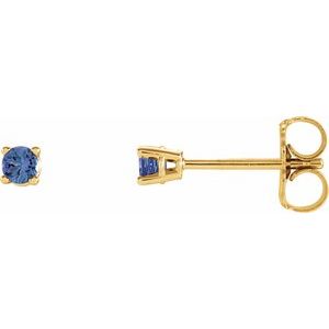 14K Yellow Gold 2.5 mm Natural Tanzanite Earrings