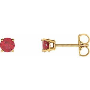 14K Yellow Gold 4 mm Natural Ruby Earrings