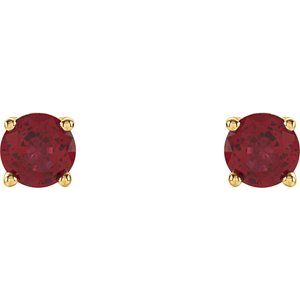 14K Yellow Gold 4 mm Natural Ruby Earrings – image 2