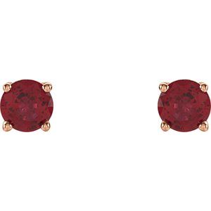 14K Rose Gold 4 mm Natural Ruby Earrings – image 2