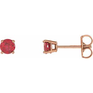 14K Rose Gold 4 mm Natural Ruby Earrings