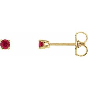 14K Yellow Gold 2.5 mm Natural Ruby Earrings
