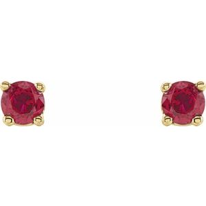 14K Yellow Gold 2.5 mm Natural Ruby Earrings – image 2