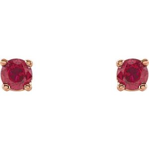 14K Rose Gold 2.5 mm Natural Ruby Earrings – image 2