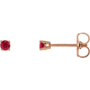 14K Rose Gold 2.5 mm Natural Ruby Earrings