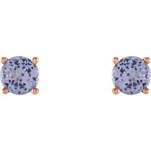 14K Rose Gold 5 mm Natural Tanzanite Earrings – image 2