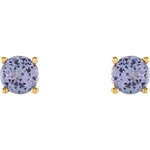 14K Yellow Gold 4 mm Natural Tanzanite Earrings – image 2