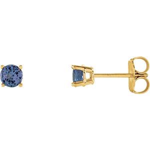 14K Yellow Gold 4 mm Natural Tanzanite Earrings