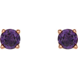 14K Rose Gold 4 mm Natural Amethyst Earrings – image 2