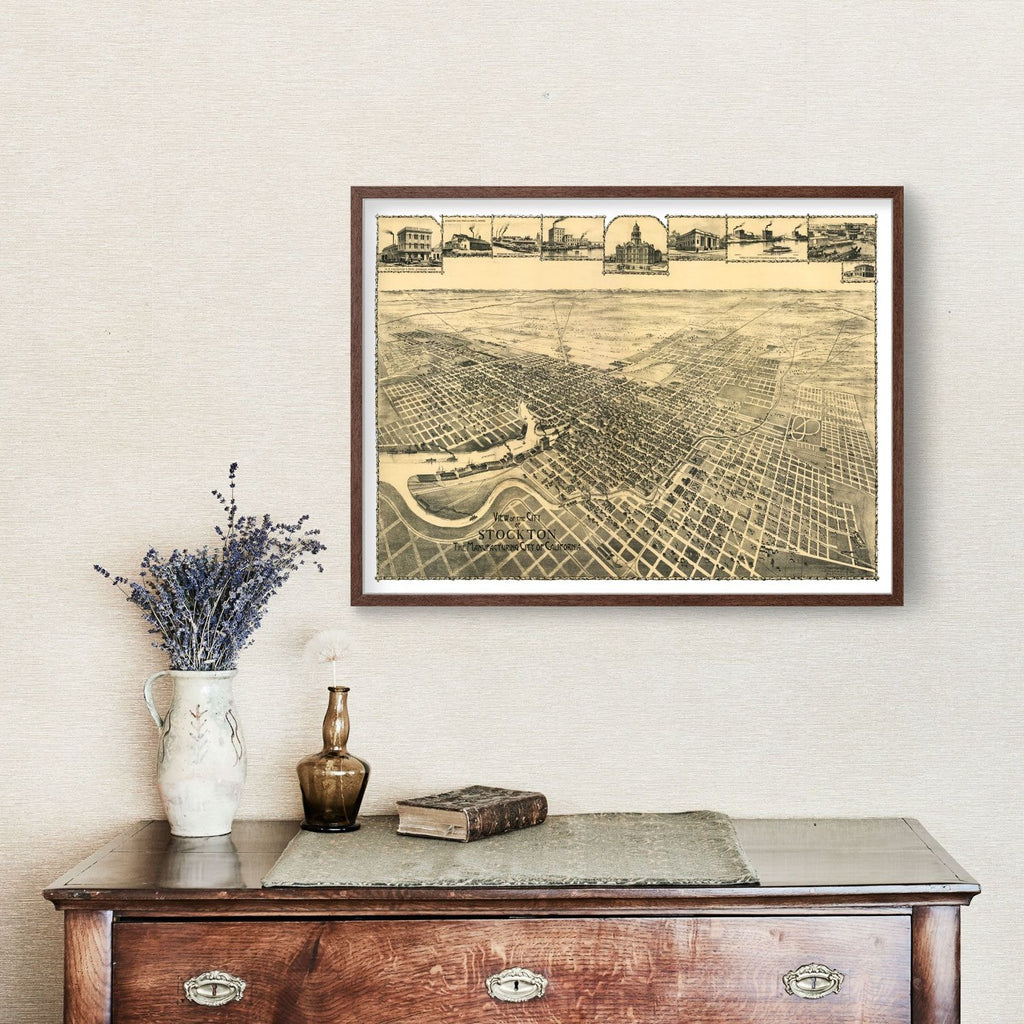 Vintage Map of Stockton, California 1895