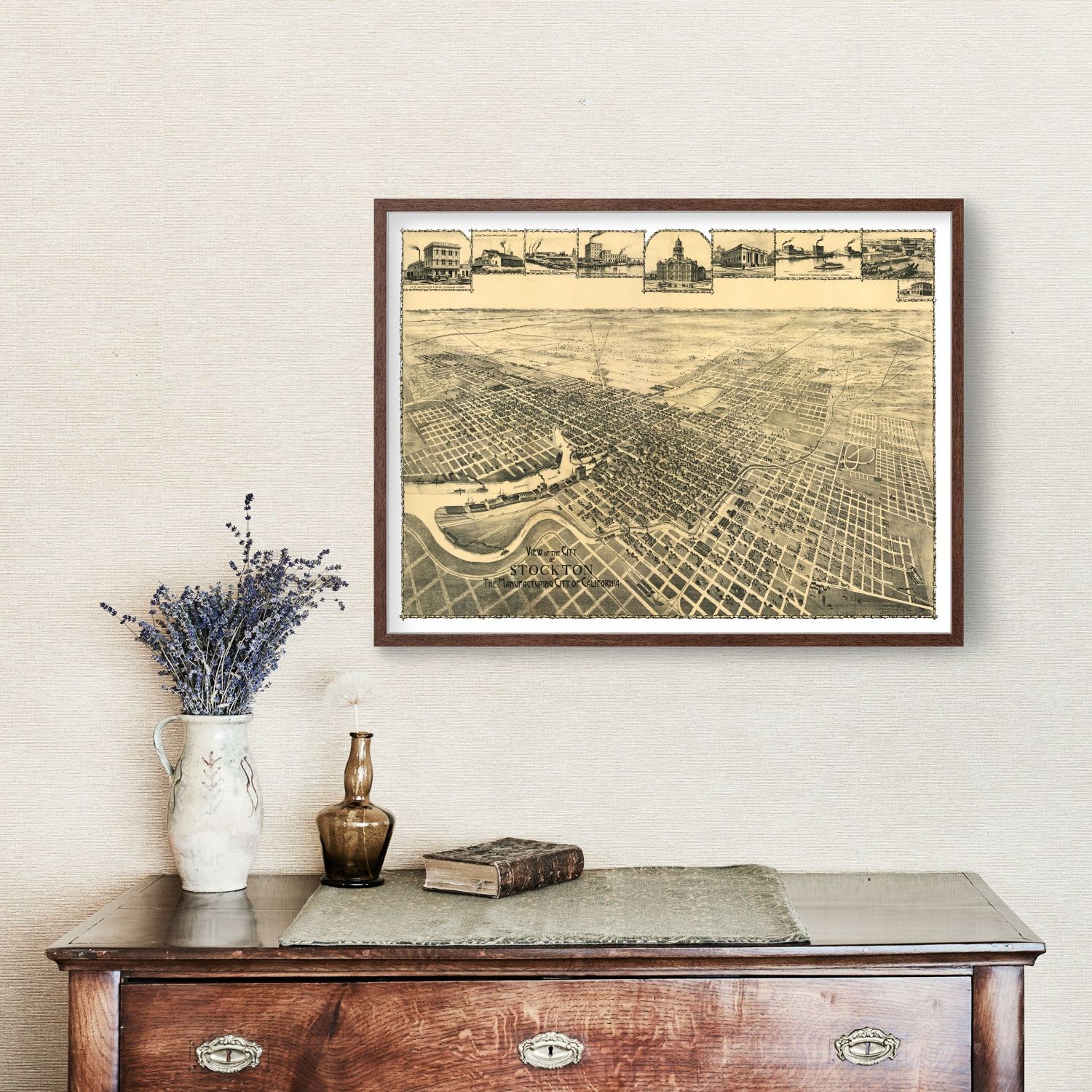 Vintage Map of Stockton, California 1895