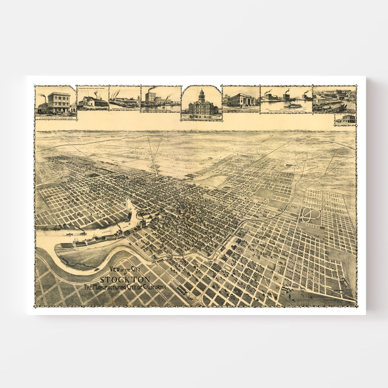 Vintage Map of Stockton, California 1895