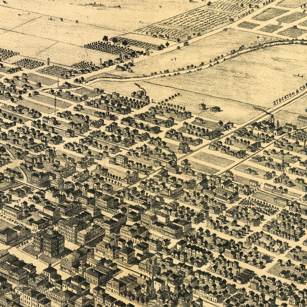 Vintage Map of Stockton, California 1895