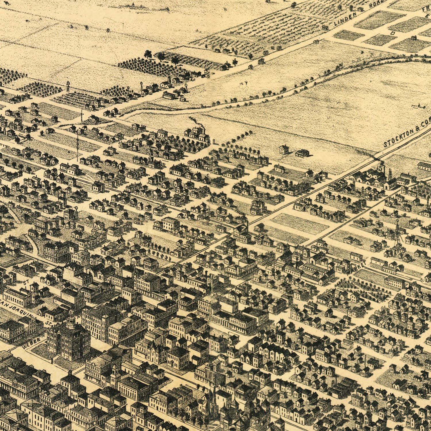 Vintage Map of Stockton, California 1895