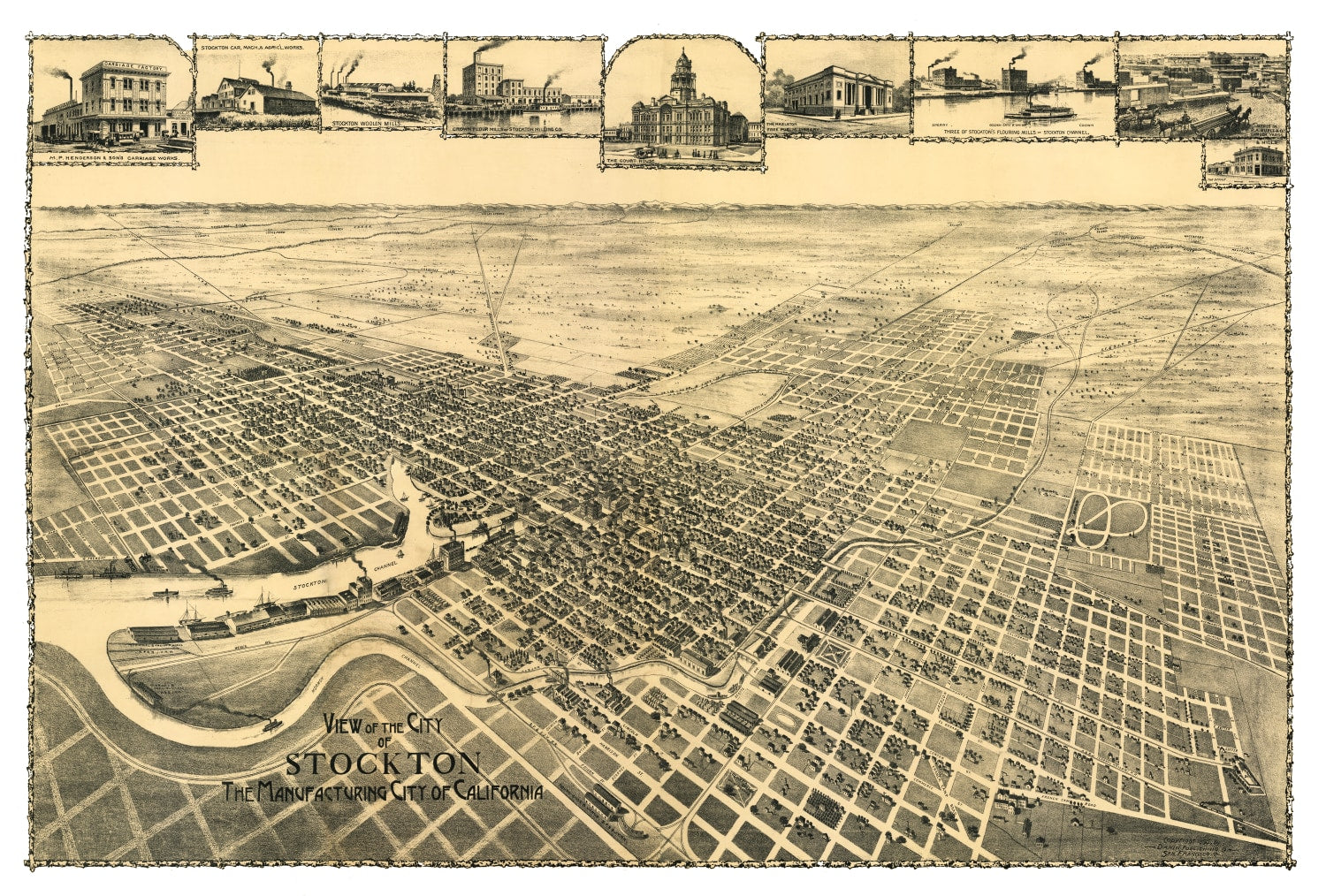 Vintage Map of Stockton, California 1895