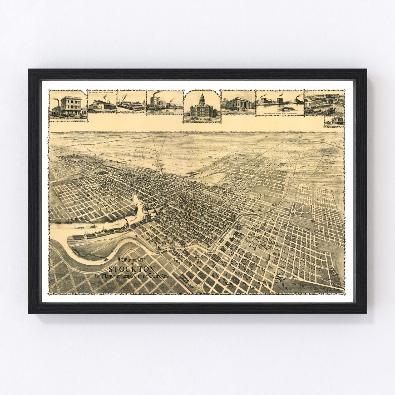 Vintage Map of Stockton, California 1895
