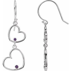 Sterling Silver Natural Amethyst Double Heart Earrings – image 4
