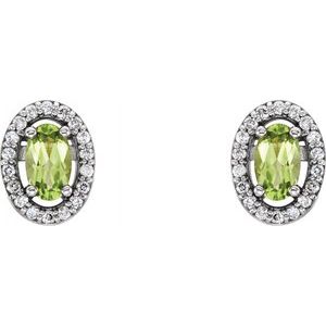 14K White Gold Natural Peridot & .08 CTW Natural Diamond Earrings – image 2