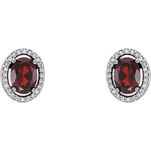 14K White Gold Natural Mozambique Garnet & 1/8 CTW Natural Diamond Earrings – image 2