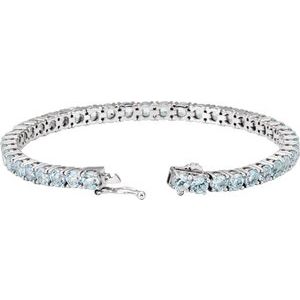 14K White Gold Natural Sky Blue Topaz 7 1/4" Line Bracelet – image 2