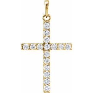 14K Yellow Gold 1/8 CTW Natural Diamond Cross Pendant
