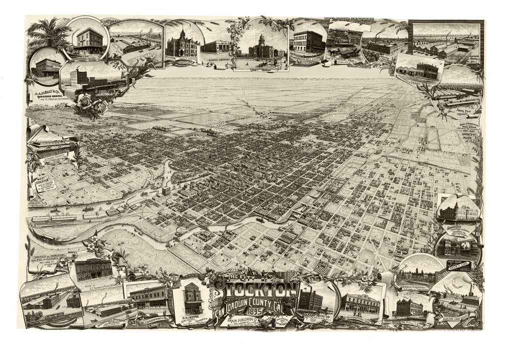 Vintage Map of Stockton, California 1890