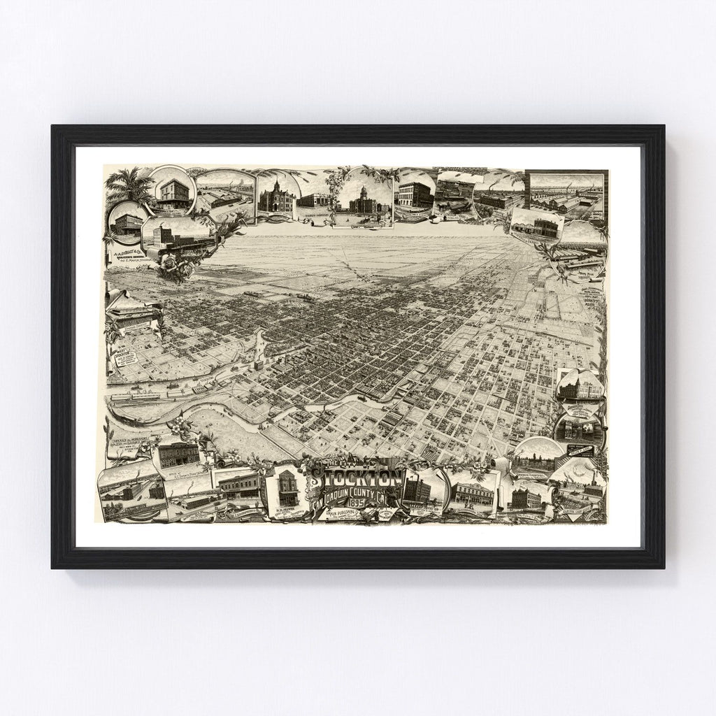 Vintage Map of Stockton, California 1890