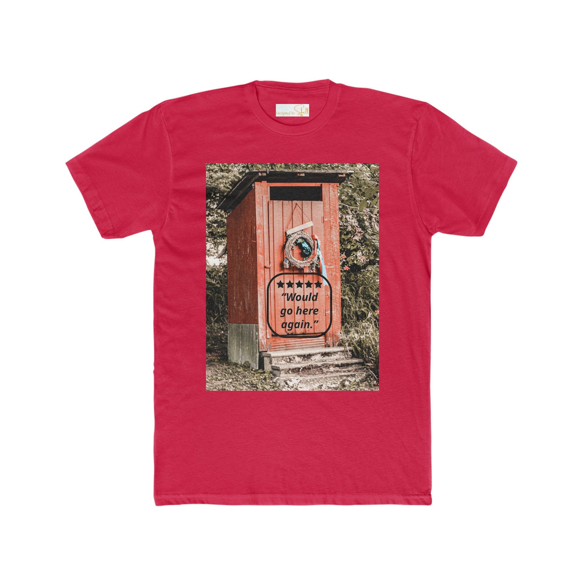 Men's Funny Outhouse with 5-star Rating Cotton T-shirt up to 5XL