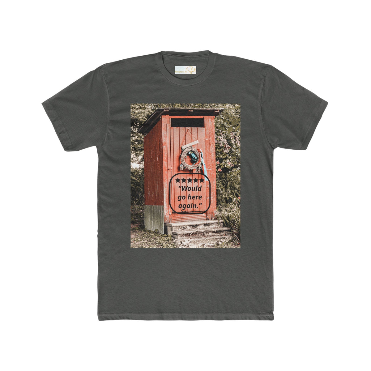Men's Funny Outhouse with 5-star Rating Cotton T-shirt up to 5XL