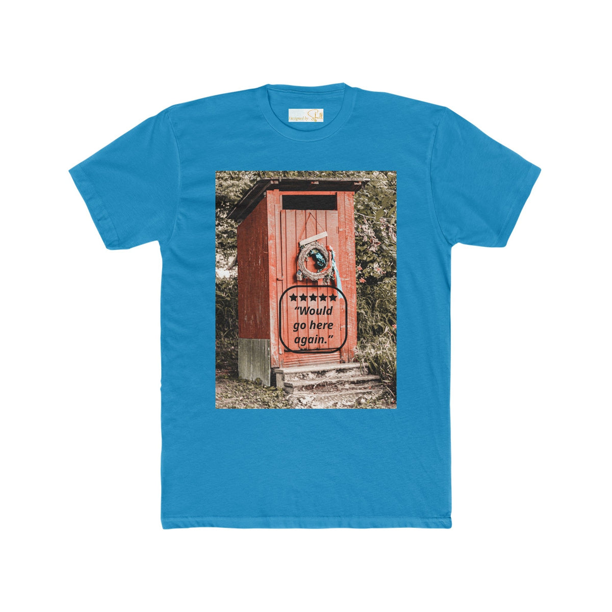 Men's Funny Outhouse with 5-star Rating Cotton T-shirt up to 5XL